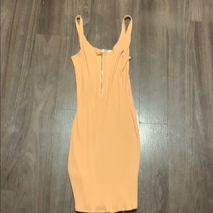 Peach tight zippers dress